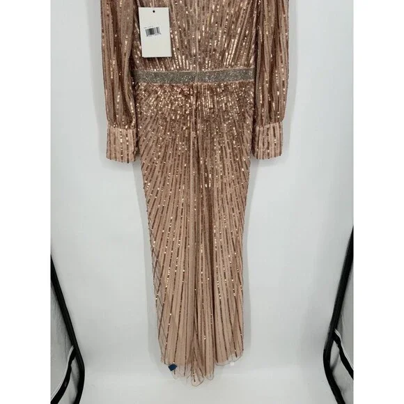 Mac Duggal Women's Size 12 Cooper Formal Evening Dress Long Sleeve, NWT Sequin